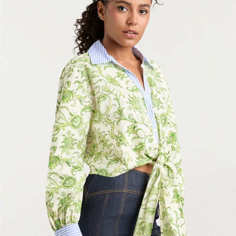 Cinq a Sept Ivy Paisley Poplin Mariana Top - Picture 2 of 9